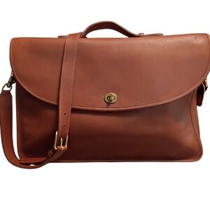 Coach Brown Leather Briefcase with Shoulder Strap